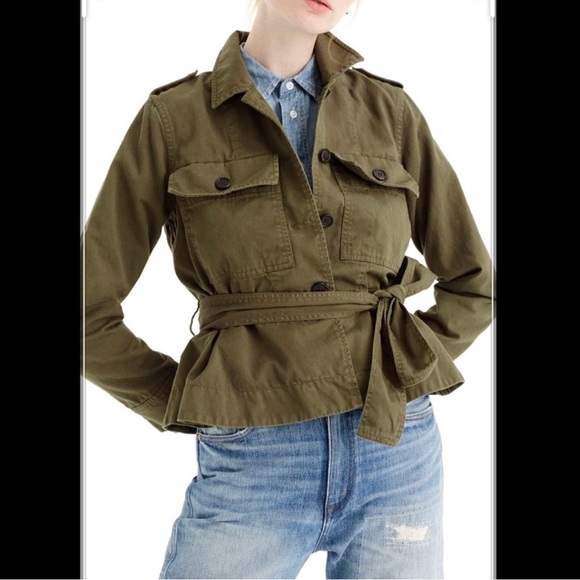 J. Crew Women's Belted Utility Jacket in Olive NEW - Picture 8 of 11